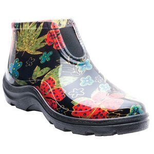 SLOGGERS Women's Rain & Garden Ankle Boots Galoshes Midsummer Black Floral Sz 9
